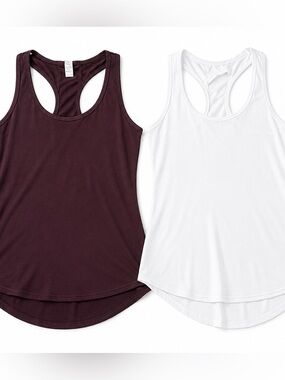 Balance Collection & Marika Racerback Tank Tops - White & Plum
